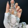 Cadena de Cuerda para Teléfono Móvil Creativa Doble Cadena Hecha a Mano con Perlas Cristal Colgante Nuevo para Funda de Teléfono Móvil Cadena para Colgar Ins Venta al por Mayor