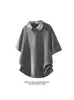 Camiseta masculina estilo americano em sarja, falsa peça dupla, manga curta, patchwork texturizado de verão, ombro normal, versátil para o dia a dia, moderna, secagem rápida
