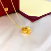 Collar de cadena con colgante pequeño clásico LOVE de alta gama, doble anillo para mujer, chapado en oro V grueso con oro rosa de 18 quilates, moderno y de lujo ligero
