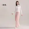 Calça para Gestantes Fleece Coral com Plus Veludo Engrossada Pijama para Final de Gravidez Quente Sem Apertar a Barriga Punho Calça de Casa para Gravidez