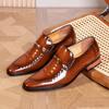 Zapatos Formales de Cuero para Hombre para Adultos Mayores, Punta Afilada, Zapatos de Boda de Cuero Patentado Estilo Británico 0265
