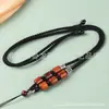 Collar de Colgante de Palosanto de Alta Calidad con Colgante de Cinabrio Imitación y Colgante de Ágata Roja Cadena para Suéter Venta al por Mayor desde el Fabricante