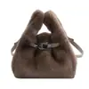 Bolso de Hombro Tipo Cubo de Felpa Casual Súper Popular para Mujer, Nuevo Estilo Otoño 2025, Bolso Cruzado de Hombro Único Exquisito y Versátil