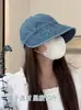 2023 Novo protetor solar guarda-sol lavado Denim Pescador Chapéu Feminino Boné All-match Moda Verão Chapéu de Sol