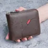 Billetera nueva para hombre, estilo corto, repujada vintage, billetera con cremallera horizontal, tarjetero, bolso de mano de gran capacidad, en stock en la fábrica