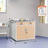 Gabinete Médico Occidental con Lavabo, Mesa Dispensadora y Gabinete para Medicamentos con Acabado de Madera Impresa por Transferencia para Clínicas y Consultorios Médicos Escolares
