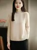 Suéter de Punto de Color Sólido con Cuello Alto a Media Altura Nuevo para Invierno 2026 para Mujer, Prenda Base Gruesa de Corte Holgado con Mangas Largas