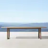 Mesas y Sillas de Exterior, Jardín de Patio de Villa, Mesa Larga de Madera Maciza, Muebles de Ocio para Terraza de Casa Modelo, Mesa de Comedor de Exterior de Diseñador