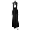 Vestido halter de tirantes con corte sexy, cuello en U, espalda descubierta, corte slim, plisado, costuras, nuevo, de venta caliente transfronterizo europeo y americano para mujer