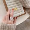 Anillo K-Style de Plata de Ley S925 Chapado para Mujer Cruz Brillante Geométrico Multicapa Estilo Frío Simple Elegante Nicho Anillo para Dedo Índice Verano