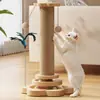 Rascador Vertical Multifuncional para Gatos con Bola Colgante, Juguete de Varita Atrapador para Gatos, Herramienta de Afilado de Garras de Autoentretenimiento, Suministros de Tablero Rascador de Sisal para Gatos