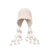 Otoño e invierno Nuevo gorro Lei Feng tejido para mujer, cálido, con protección para las orejas, lindo, con puntera, hecho a mano, tejido, con borla, de lana