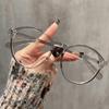 Gafas coreanas de color té frío, montura grande, planas, para mujer, sencillas y modernas, con montura redonda antiluz azul y a prueba de miopía.