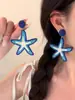 Pendientes de Sal Marina Azul para Mujer 2025 Nuevo Verano Borla de Pétalo Más Vendidos Pendientes de Gama Alta Colgantes Dulces para Oreja
