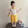 Conjunto de Verano para Niñas 2026 Nuevo Elegante Bebé Mangas Volantes Pantalones Anti-Mosquitos Conjunto de Dos Piezas Ropa Delgada de Verano para Niños