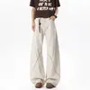 Pantalones Casuales de Algodón Lavado Línea Hassu para Hombre, Pantalones Casuales Sueltos Retro Americanos de Verano, Pantalones de Trabajo Rectos de Pierna Ancha de Moda