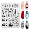 Nova Placa de Aço para Nail Art Francesa Flor Sorriso Grade Irregular Placa de Aço para Nail Art com Película Transparente