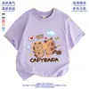 Camiseta de Algodón Linda Estampada de Manga Corta Kapibalakatong para Niños y Niñas Ropa Superior Casual para Verano