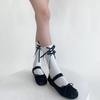 Estilo Niña Dulce Estilo Japonés Lazo Borde Oreja de Madera Calcetines Blancos de Algodón Primavera y Verano Estilo Ballet Calcetines Joker