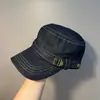 Estilo Coreano Nuevo Sombrero Plano de Mezclilla Abejita para Mujer Verano Protección Solar Sombrero Visera Hace que la Cara se Vea Más Pequeña Moda Versátil Gorra de Boina Tendencia