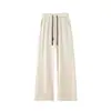 Calça Casual de Seda Gelada com Caimento Fresco para o Verão 2025 Masculina Estilo Japonês Solta Calça Cimitarra Feminina Estilo Hong Kong Calça Reta de Perna Larga