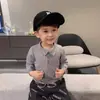 Suéter Masculino Estilo Primavera e Outono 2026, Tricô Infantil Gola Polo Tamanho Pequeno e Médio, Camisa Básica Feminina, Blusa de Tricô Infantil