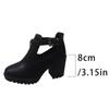 Botas de Moda Outono 2025 Novas com Salto Alto Grosso e Bico Redondo para Mulheres Estilo Coreano de Calçar Sem Cadarço Exportação Sapatos Femininos Confortáveis com Fivela de Cinto