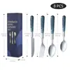 Conjunto de Talheres Ocidentais de Aço Inoxidável do Oriente Médio para Fronteira Conjunto Prático de Faca e Garfo para Bife Colher de Sobremesa Conjunto de 4 Peças Caixa de Presente Conjunto de Louças