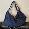 Bolso de mezclilla de gran capacidad, moderno, versátil, retro, para ir al trabajo, tipo tote, multiusos, para llevar bajo el brazo, estilo casual, de hombro o cruzado.
