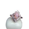 Anel de opala em pó natural diamante redondo prata 925 incrustada ajuste de boca solta estilos de joias rosa femininas