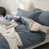 Conjunto de Flanela Espessa de Algodão de Fibra Longa para Outono e Inverno, Conjunto de Quatro Peças, Capa de Edredom 100% Algodão, Lençol de Cama, Cor Sólida, Simples, Estilo MUJI