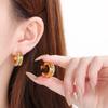 Pendientes de acero inoxidable en forma de C, estilo retro de Hong Kong, ligeros y lujosos, con diamantes sencillos que combinan con todo, pendientes avanzados en forma de C.
