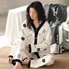 Pijama Nuevo Estilo Otoño e Invierno 2024 para Mujer Manga Larga Estilo Delgado Estilo Celebridad de Internet INS Venta Caliente Conjunto de Cárdigan Casual para el Hogar