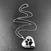 Collar con colgante de corazón de melocotón con forma de garra de perro, cadena de lana con foto de mascota incorporada e intercambiable.