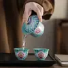 Gaiwan Sancai Vintage de Alto Brilho com Esmalte Completo Queimado a Lenha com o Sutra do Coração de Dez Mil Budas, Conjunto de Chá Kung Fu Tigela de Chá Flutuante Cerâmica