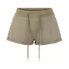 Atacado de Roupas Femininas Transfronteiriças Verão 2025 Novo Shorts Slimming de Cintura Baixa com Cordão Calças Esportivas Estilo Europeu e Americano para Mulheres