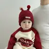 Touca de Bebê Outono e Inverno Quente Espessada Tricô Puxador Touca Fofa Masculino e Feminino Bebê Meses Iniciais Estilo Coreano Touca de Lã