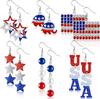 Pendientes de bandera estadounidense transfronteriza, pendientes de sombrero de amor con estrella de cinco puntas del Día de la Independencia, pendientes de traje de Amazon
