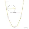 Exquisito Elegante Collar de Perlas de Agua Dulce Diseño de Nicho Ins Cadena de Clavícula de Perlas de Imitación Asimétrica Joyería de Acero Inoxidable