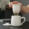 Infusor de Té Cerámico Taza de Oficina con Tapa Taza para Preparar Té de Uso Doméstico Día Nacional Festival de Medio Otoño Doble Festividad Taza de Té Taza Souvenir
