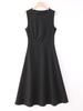 Vestido verde sem mangas de comprimento médio para mulheres, elegante e moderno, slim fit, roupa interna e externa para o verão, moda para deslocamento diário
