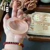 Pó de Toranja Clareador Pulseira de Jade Natural Pó de Raiz de Lótus Barra Redonda Pulseira de Jade Afegão Jade Genuíno Estudante de Bem-Estar Estilo Versátil para Todas as Estações
