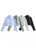 Comércio Exterior Transfronteiriço Za Roupas Femininas Verão 2024 Novo Estilo Quatro Cores Camisa de Manga Curta e Longa com Bolso Decorado