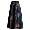 Falda A-line estampada reversible, nuevo modelo para otoño 2026, de cintura alta, estiliza, falda larga plisada de longitud media