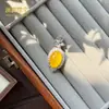 Pingente de calcedônia de ágata amarelo gelo em forma de ovo de pombo, colar de jade de ágata feminino, suprimento para live stream, múltiplos estilos disponíveis