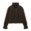 Comercio Electrónico Transfronterizo Estilo Europeo y Americano Ropa de Mujer ZA AliExpress Vendedor Caliente Tacto de Alta Gama Chaqueta Abrigo con Textura de Encaje y Terciopelo