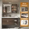 Nuevo Gabinete de Baño Estilo Chino con Lavabo Cerámico Integrado y Combinación de Gabinete con Lavabo de Madera Maciza para Apartamentos Pequeños