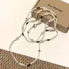 Colar de Pérolas Multicamadas Moda Luxo Leve Pingente de Cristal Preto e Branco Fivela Ot Longa Corrente de Clavícula Corrente de Suéter