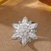 Moda Transfronteriza Europea y Americana Exquisito Anillo Abierto de Copo de Nieve de Circonita Brillante Anillo de Dedo Índice Ajustable de Nicho de Gama Alta Joyería de Mano