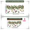 Rama de pino navideño con lazo Colgante Calcetín navideño de dibujos animados Hombre de jengibre Pegatina para ventana Decoración del hogar Pegatina electrostática para vidrio